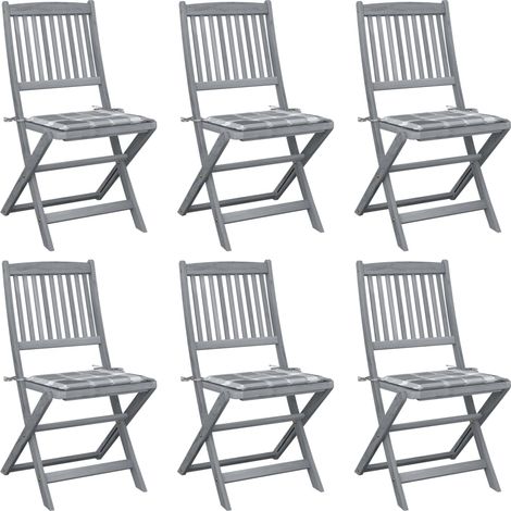 Klappbare Gartenstühle 6 Stk. mit Kissen Massivholz Akazie (1/5)
