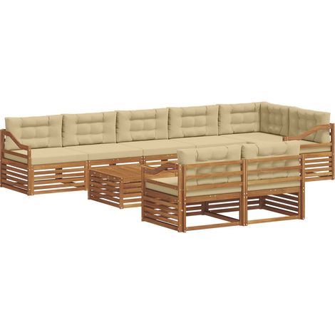 Outdoor Sofa Set 9 pcs Natural and Beige vidaXL (1/5)