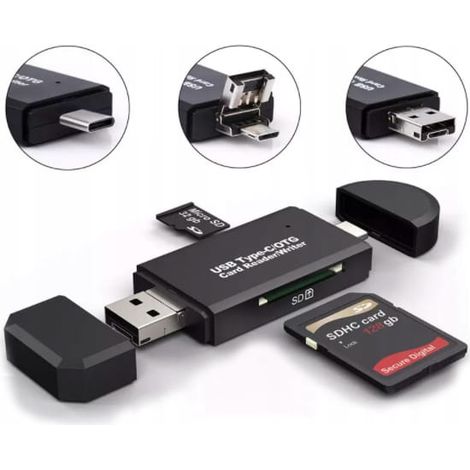 Adaptateur Micro USB OTG 3 en 1 pour lecteur USB-C BYL-2217T (1/5)