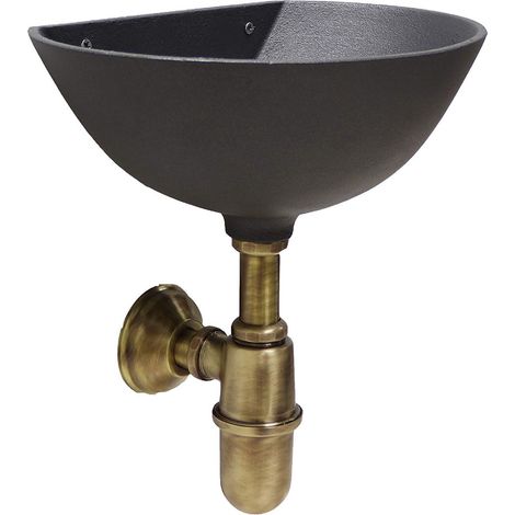 Vasca a muro modello 600 lavello fontana a parete grigio ghisa casa giardino balcone con sifone e piletta ottone brunito