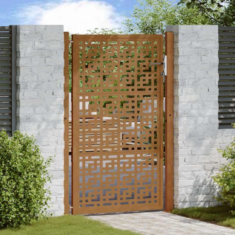 Puerta de jardín 100x150 cm de acero corten con diseño de cruz vidaXL