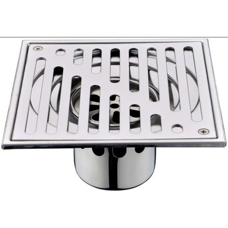 Sifón de sol en acier inoxidable, antiolores, carré, para salles de bains, bonde de douche de grand diamètre, 150 x 150 mm