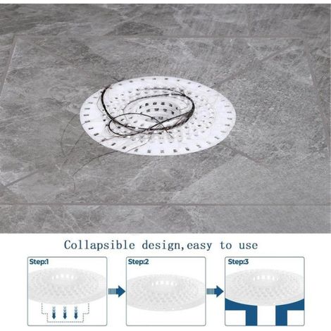 Protection de Drain - Filtre Cheveux en Silicone - Pour Douche Baignoire et Évier - 2 Pièces (1/5)