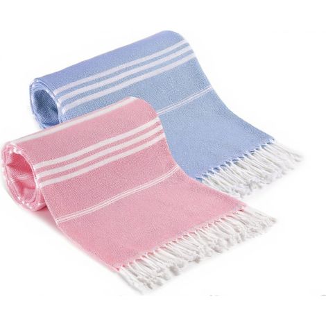 Serviettes de plage turques en coton, séchage rapide, absorbantes (Lot de 2, XL) (1/5)