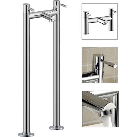 Blossom Modern Bathroom Design Freestanding Chrome Bath Filler Tap (1/5)