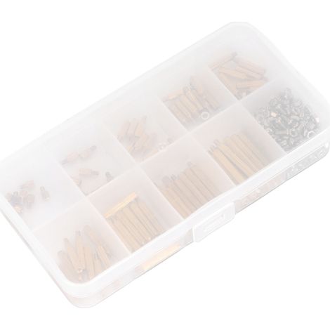 270-teiliges Abstandshalter-Set mit einköpfigen, gerändelten Messing-Distanzschrauben und -Muttern (Kombination M2) (1/5)