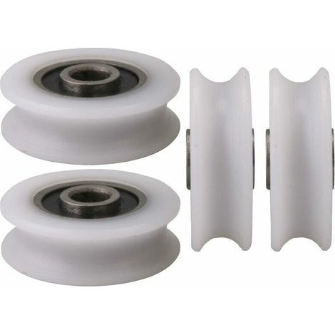 Kit de 4 roues de poulie en nylon pour porte coulissante – Matériau plastique et acier – Taille 12 x 44 x 15.7 mm – Charge 27 kg - coulissante4pcs (1/5)
