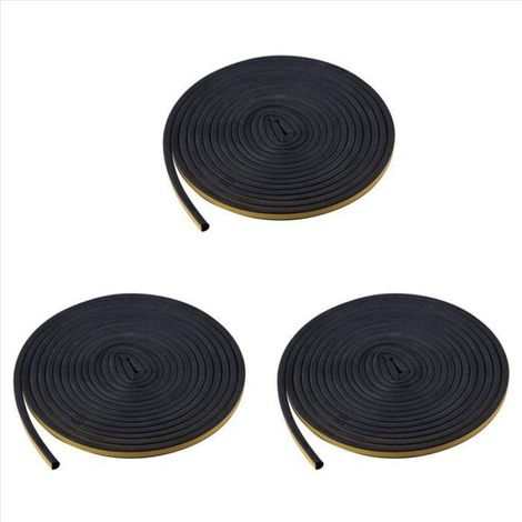 3x Bande d'étanchéité,forme D,mousse EPDM,auto-adhésive,noir,5m,porte,fenêtre,maison,véhicule (1/5)