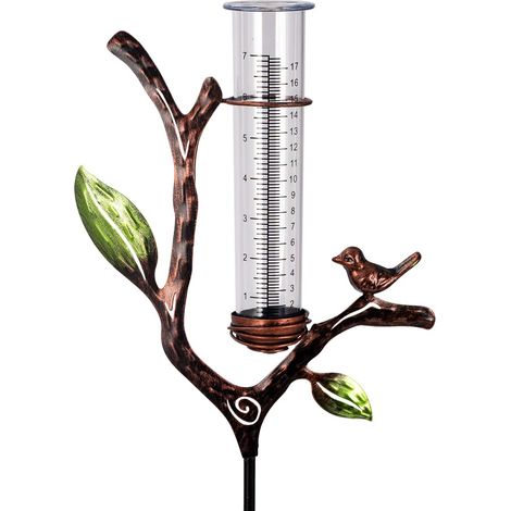 Pluviomètre Décoratif Extérieur en Métal, Tube Gradué avec Piquet, Mesureur de Pluie pour Jardin, Pelouse et Patio (1/5)