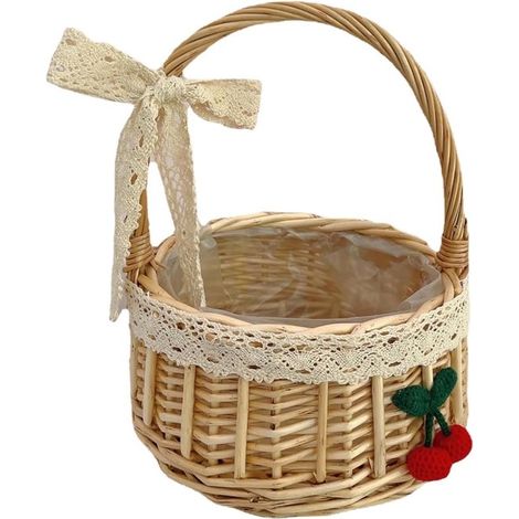 Cesta de picnic con asa, cesta de picnic infantil, 14 x 21 cm, perfecta para Pascua, para dulces, fruta, verduras y juguetes (1/4)