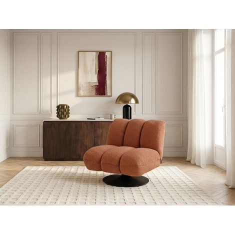 BOBOCHIC - Fauteuil pivotant JANISSAIRE tissu bouclette Orange (1/5)