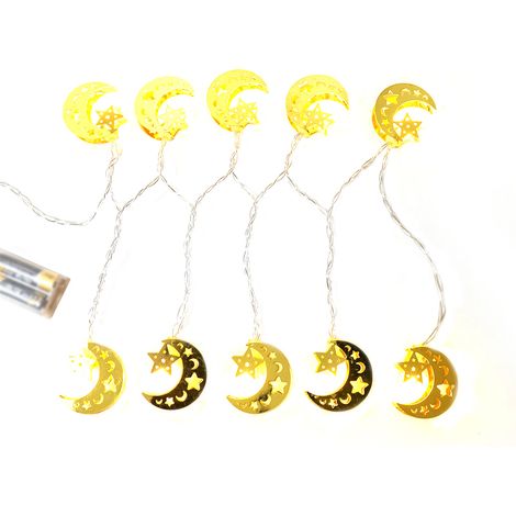 Guirnalda de luces LED con forma de luna para Ramadán, 5 unidades, blanco cálido (5 unidades, 1,5 m) (1/5)