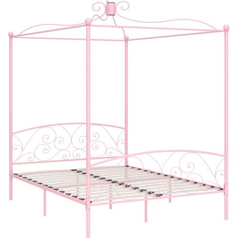 Maison Exclusive - Letto a Baldacchino Rosa in Metallo 160x200 cm