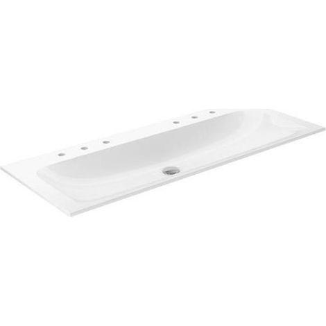 Keuco X-Line lavabo en céramique 3 trous de robinet chacun, sans trop-plein, 1205 x 493 mm - 33180311206