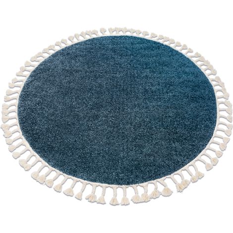 Tappeto BERBER 9000 cerchio blu Frange berbero marocchino shaggy blue rotondo 160 cm