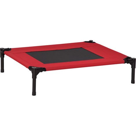Erhöhtes Bett für Hunde, Katzen und andere Haustiere, aus mikroperforiertem Oxford-Gewebe und Textilene, 76 x 61 x 18 cm, rot und schwarz (1/5)