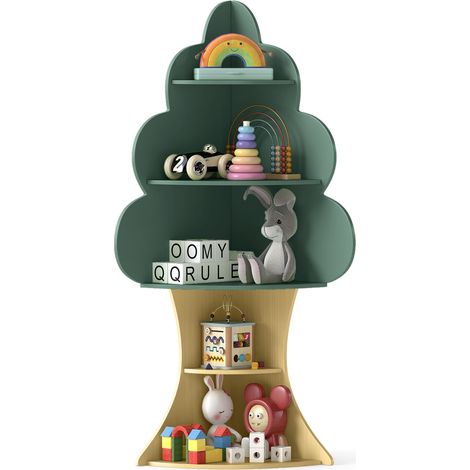 Bibliothèque en Forme d'Arbre pour Enfants, pour Livres avec Système Anti-basculant, Étagère d'Angle Gain de Place pour Chambre, Crèche (1/2)