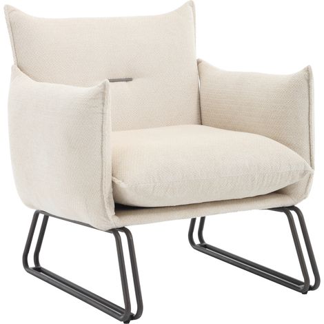 Wahson Fauteuil Salon Scandinave Pieds Robuste, Fauteuil d'Appoint en Chenille Confortable avec Coussin Rembourré Chaise de Chambre pour Lecture, Beige