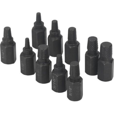 Jeu d'extracteurs de vis cassés, 10 pièces, 1/4 7/32 3/16 5/32 1/8 13/32 3/8 11/32 5/16 9/32 pouces, dissolvant endommagé pour boulon d'écrou (1/5)