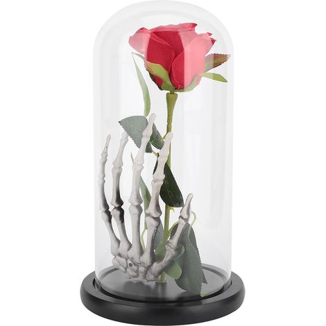 Rose - Avec Couvercle En Verre - Base En Bois - Lumière Led Intégrée - Décor De Mariage Et Cadeau Occasionnel - 1 Pièce (1/5)