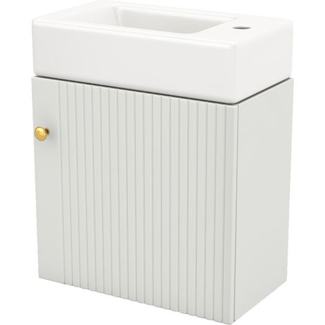 Waschbeckenunterschrank mit 1 Tür mit Soft-Close und Metallgriff, 3D-Front, für Kleines Badezimmer, MDF, Weiß (1/5)