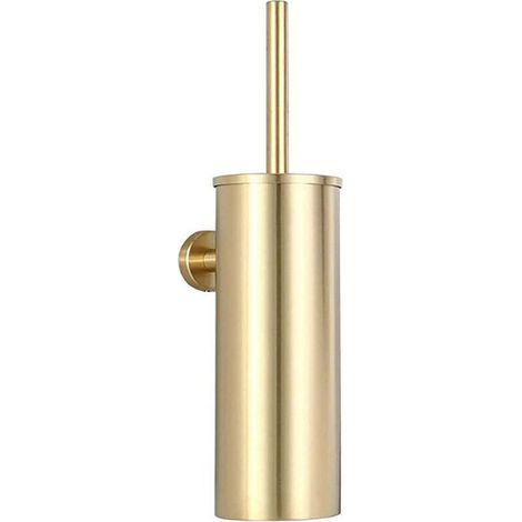Porte-brosse WC mural en acier inoxydable 304 avec brosse antibactérienne, facile à nettoyer, pour salle de bain - (Or)-AquaForge