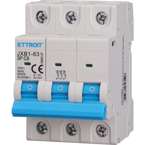ETTROIT Dreipoliger thermomagnetischer Schalter 3P C6 6A 6kA IEC60898-1 JX130660