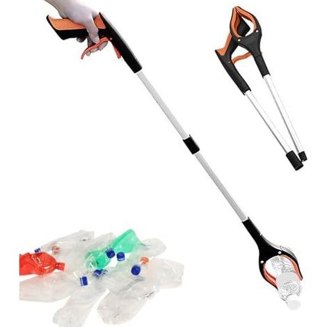 Pickup Tools, raccoglitore di oggetti pieghevole da 83 cm, per raccogliere senza piegarsi, raccoglitore di rifiuti con manici magnetici per anziani e persone disabili, arancione - (1/5)