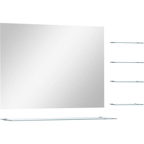 Maison Exclusive - Wandspiegel mit 5 Ablagen Silbern 80×60 cm (1/5)