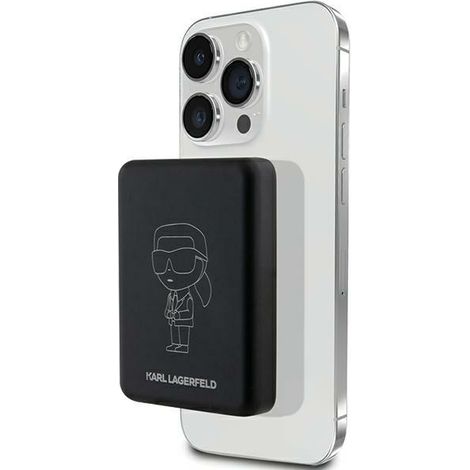 Karl Lagerfeld Powerbank induktiv KLPBM5KIOTTGK 5000mAh schwarz/schwarz NFT Outline Ikonik MagSafe