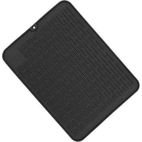 Sollbry Tapis Egouttoir Vaisselle Silicone Tapis Evier Cuisine Tapis de Sechage Vaisselle Noir Tapis Evier Egouttoir 40x30cm Résistant à Chaleur et Antidérapant pour Cuisine