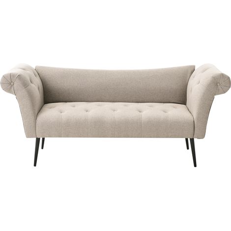 Chaise longue doble tapicería de tela acolchada marrón claro Nantilly