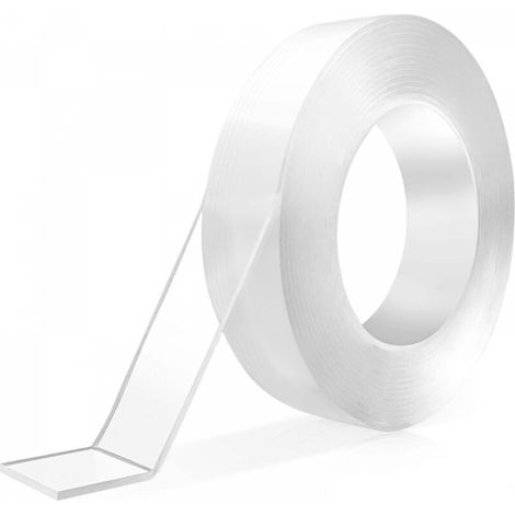 Ruban adhésif double face nano 0,5 mm d'épaisseur 20 mm de large  1 m de long 1 pièce avec colle magique adhésive transparente pour coller des objets (1/5)