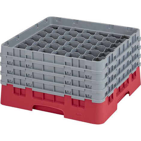 Casiers de lavage - 49 compartiments verres - Haut max 21.5 cm - 50 x 50 x 26.7 cm - Groseille - Lot de 2 - Cambro