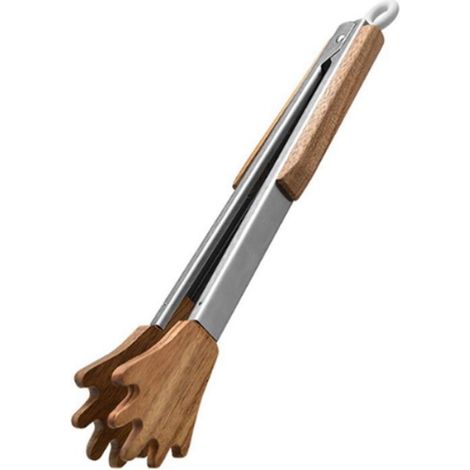 Pinces de Cuisine en Bois avec Pince Paume AntiadhSives RSistantes Aux Hautes TempRatures Pinces Steak en Acier (1/4)