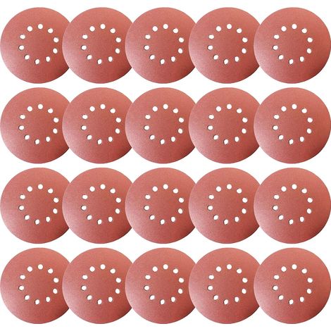 AIDUCHO Disque de Ponçage 35pcs Disques Abrasifs,Disques abrasifs Diamètre 225 mm Grain5XP60/80/100/120/180/240/320 10trous en rouge Papier abrasif pour construction a sec(35pcs) (1/5)