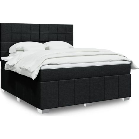 Boxspringbett mit Matratze Schwarz 180x200 cm Stoff