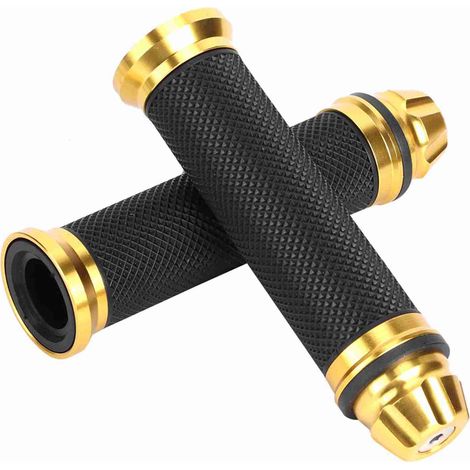 Poignées de guidon en caoutchouc et aluminium CNC pour moto, pour guidon de 7/8 pouces, vélo doré