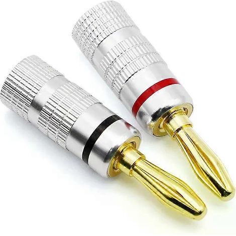 Für 2/4 Stück vergoldete Bananenstecker mit Schraubverschluss, 4 mm Bananenstecker für Audioverstärker-Lautsprecherbuchsen, Stecker JXLGV (1/4)
