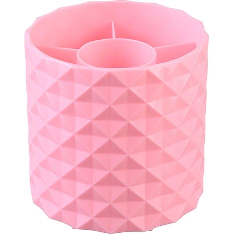 Porte-stylo multifonctionnel rotatif à 6 emplacements pour pinceaux de maquillage, organisateur pour comptoir de salle de bain rose (1/5)