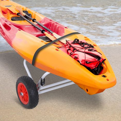 Outsunny Chariot sit on top kayak chariot de transport pliable pour bateaux canoë ou kayak charge max. 70 Kg alu. mousse antidérapante