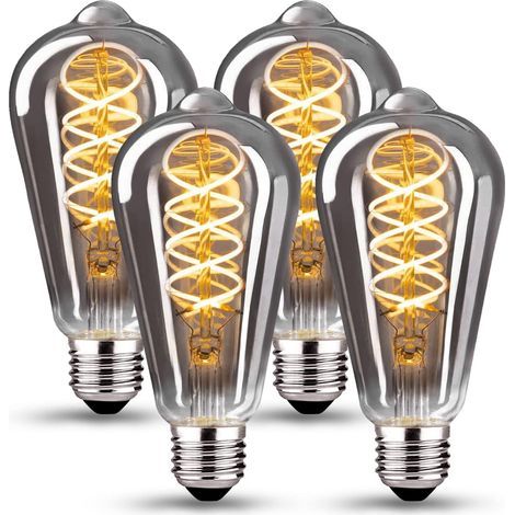 Dimmbare Vintage-Leuchte 6W LED ST64 Warmweiß 2700K 360lm E27 - Edison-Stil - 4er-Pack - Grau [Energieklasse E] (1/5)