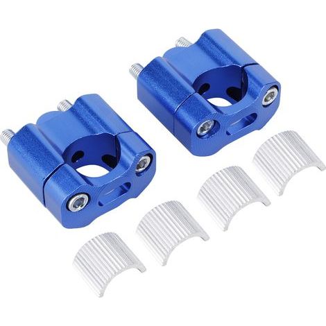 Pair of motorcycle handlebar mounting clamps, 22mm/28mm, 1/8 inch, 7/8 inch, riser adapter, blue CNC aluminum alloy (1/5)