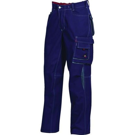 Pantalon de Travail Multipoche Coton Bleu Nuit - Coupe Ergonomique Taille elastiquee - BP Confort - Taille 54