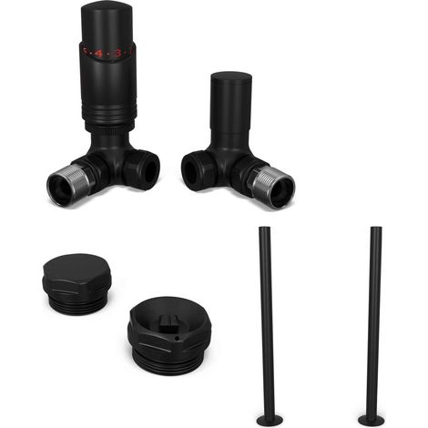 Talus Bold - Thermostatic Radiator Valve & Installation Kit - Black Corner 15mm