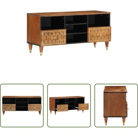 vidaXL Rangement -  Meuble TV 100x33x46 cm bois massif de manguier (1/5)