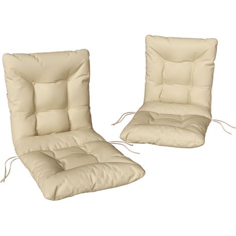 Lot de 2 coussins de chaise d'extérieur beige, coussins de jardin avec attaches, intérieur/extérieur, 120x50x8 cm, confortables et résistants. (1/5)