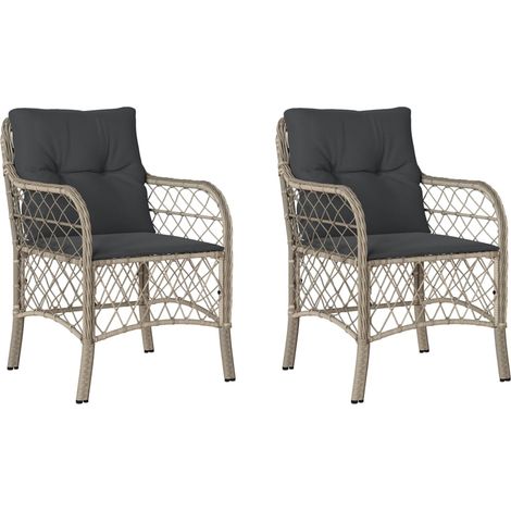 Maison Exclusive - Sedie da Giardino con Cuscini 2 pz Grigio Chiaro in Polyrattan