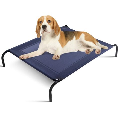 COSTWAY Brandina Sopraelevata per Animali da Interno e Esterno, Lettino Rialzato con Struttura Robusta e Tessuto Rinfrescante, Ideale per Cani di Media/Grande Taglia (110 x 80 x 18 cm) (1/5)