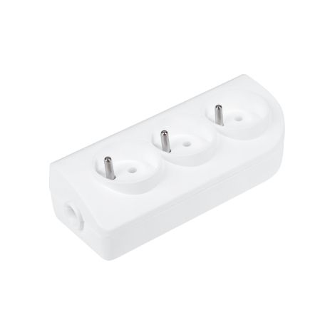 Répartiteur De Prises 3 Prises - Blanc - Avec Mise À La Terre - Multiprise 3 Prises